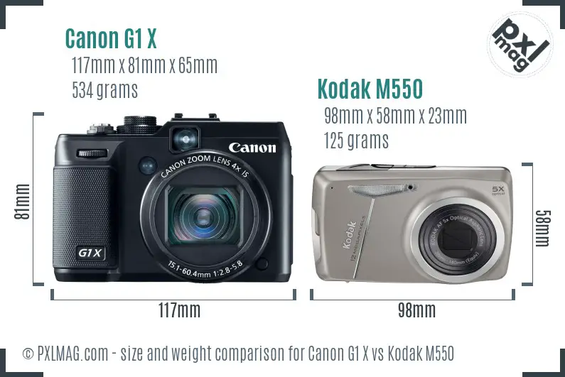 Canon G1 X vs Kodak M550 size comparison Canon G1 X vs Kodak M550 size comparison