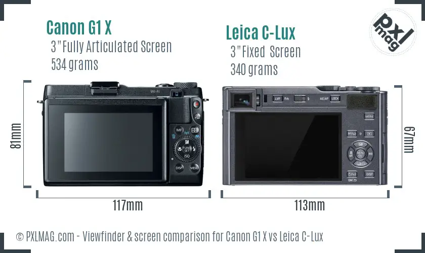 Canon G1 X vs Leica C-Lux Screen and Viewfinder comparison