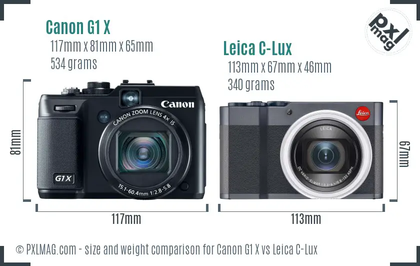 Canon G1 X vs Leica C-Lux size comparison