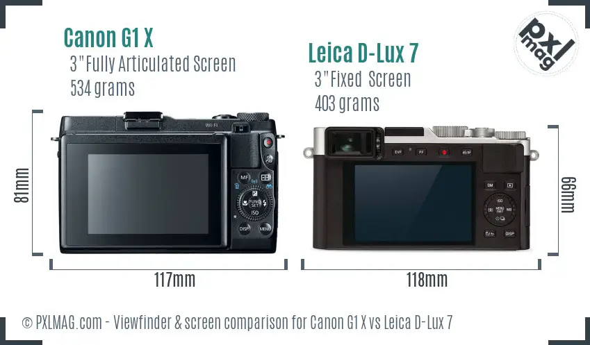 Canon G1 X vs Leica D-Lux 7 Screen and Viewfinder comparison