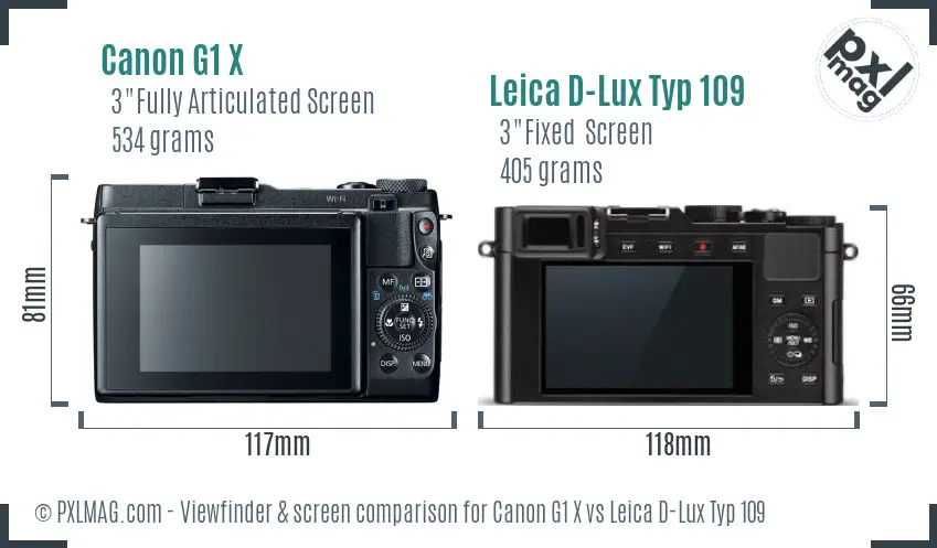 Canon G1 X vs Leica D-Lux Typ 109 Screen and Viewfinder comparison