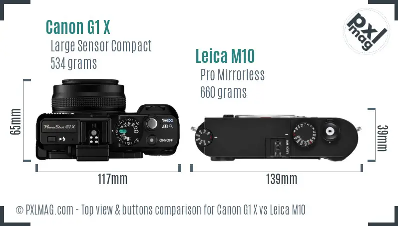 Canon G1 X vs Leica M10 top view buttons comparison Canon G1 X vs Leica M10 top view buttons comparison