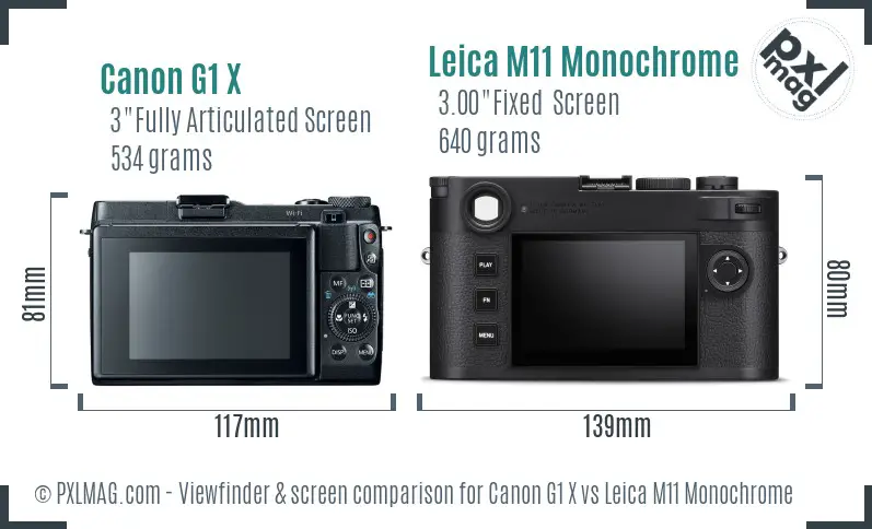 Canon G1 X vs Leica M11 Monochrome Screen and Viewfinder comparison Canon G1 X vs Leica M11 Monochrome Screen and Viewfinder comparison
