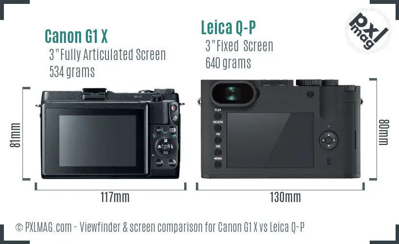 Canon G1 X vs Leica Q-P Screen and Viewfinder comparison