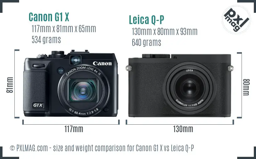 Canon G1 X vs Leica Q-P size comparison