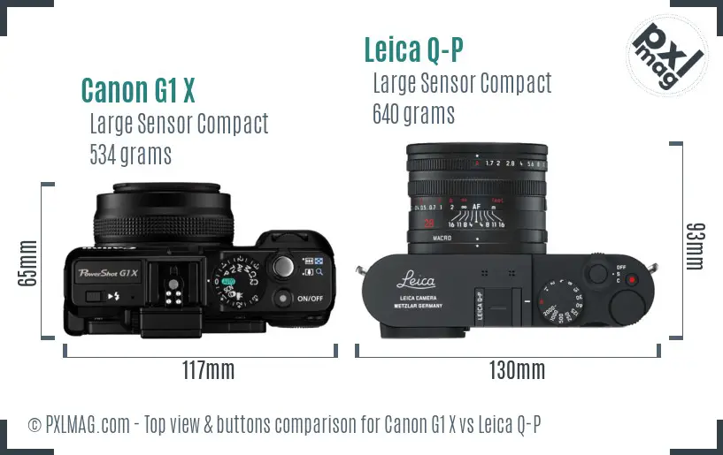 Canon G1 X vs Leica Q-P top view buttons comparison