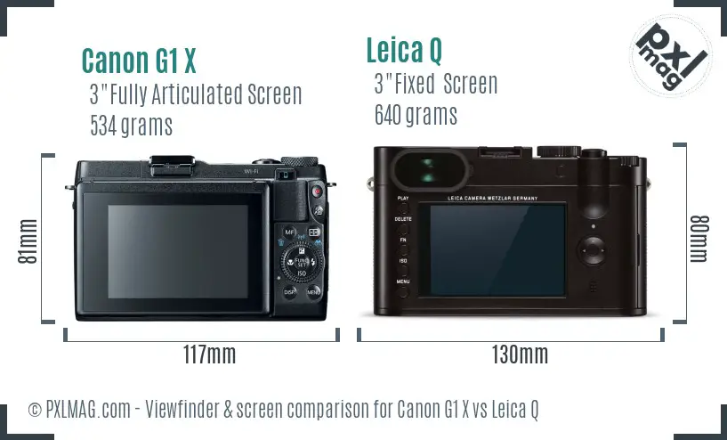 Canon G1 X vs Leica Q Screen and Viewfinder comparison