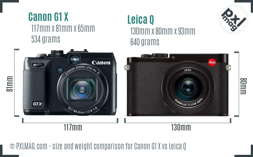 Canon G1 X vs Leica Q size comparison