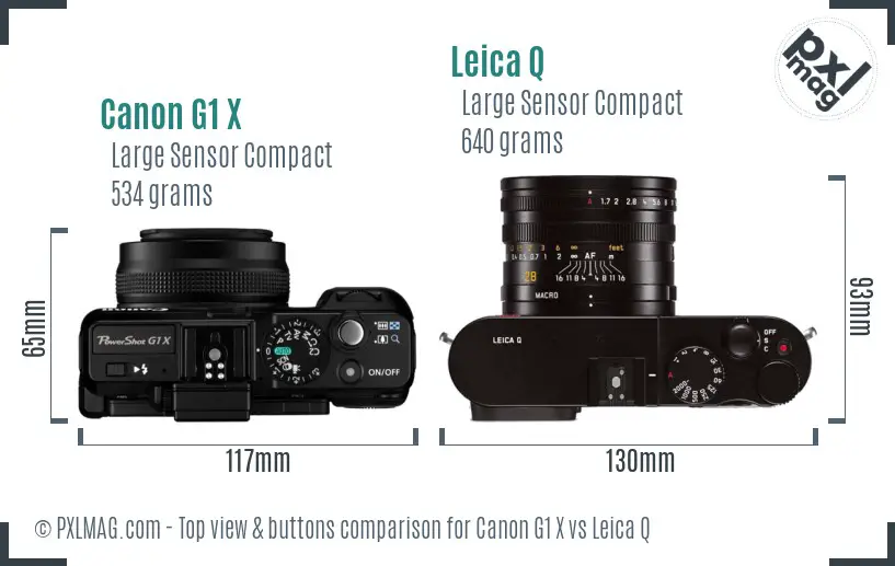 Canon G1 X vs Leica Q top view buttons comparison