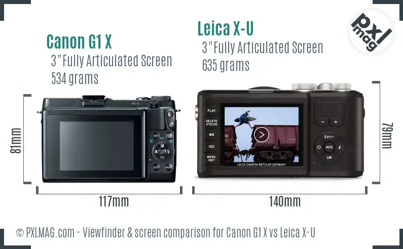 Canon G1 X vs Leica X-U Screen and Viewfinder comparison