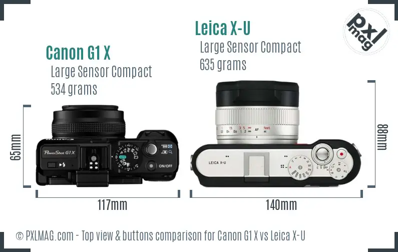 Canon G1 X vs Leica X-U top view buttons comparison