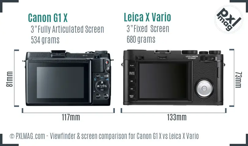 Canon G1 X vs Leica X Vario Screen and Viewfinder comparison