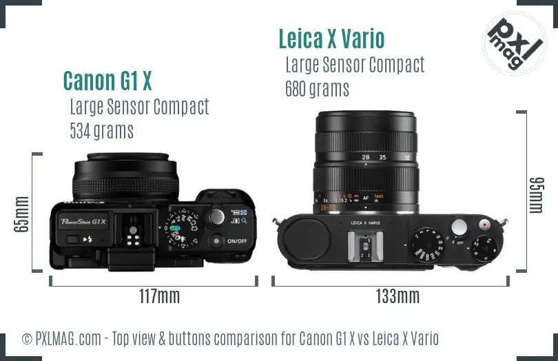 Canon G1 X vs Leica X Vario top view buttons comparison
