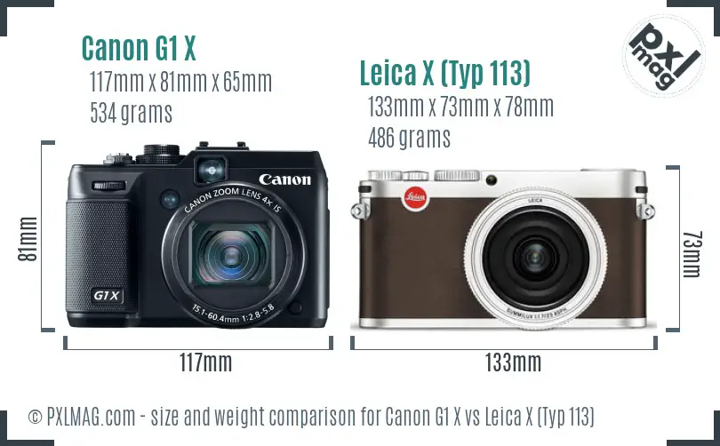 Canon G1 X vs Leica X (Typ 113) size comparison