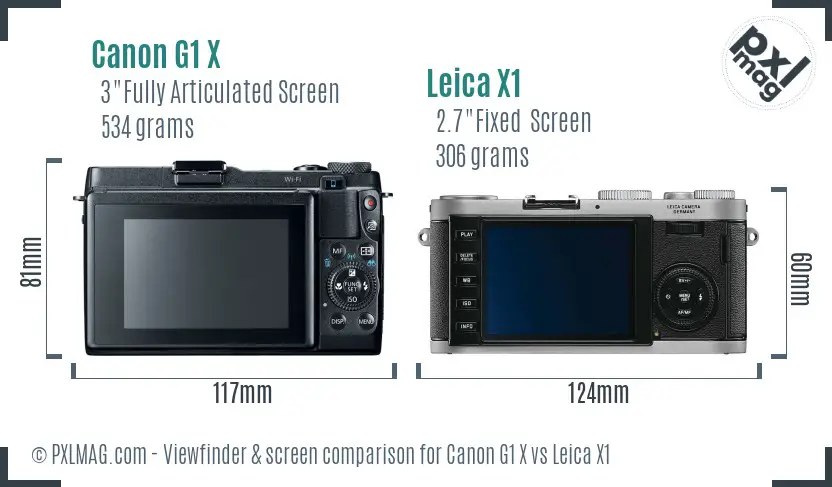 Canon G1 X vs Leica X1 Screen and Viewfinder comparison