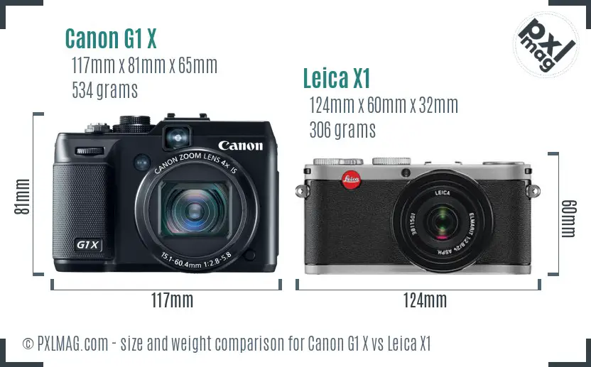 Canon G1 X vs Leica X1 size comparison