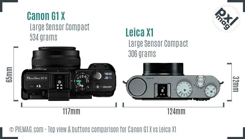Canon G1 X vs Leica X1 top view buttons comparison