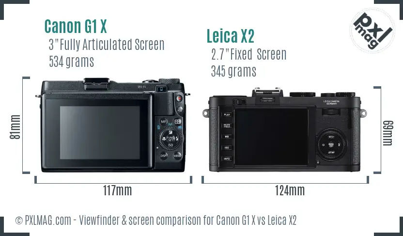 Canon G1 X vs Leica X2 Screen and Viewfinder comparison