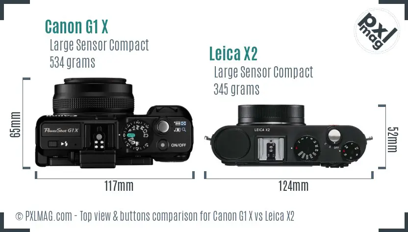Canon G1 X vs Leica X2 top view buttons comparison