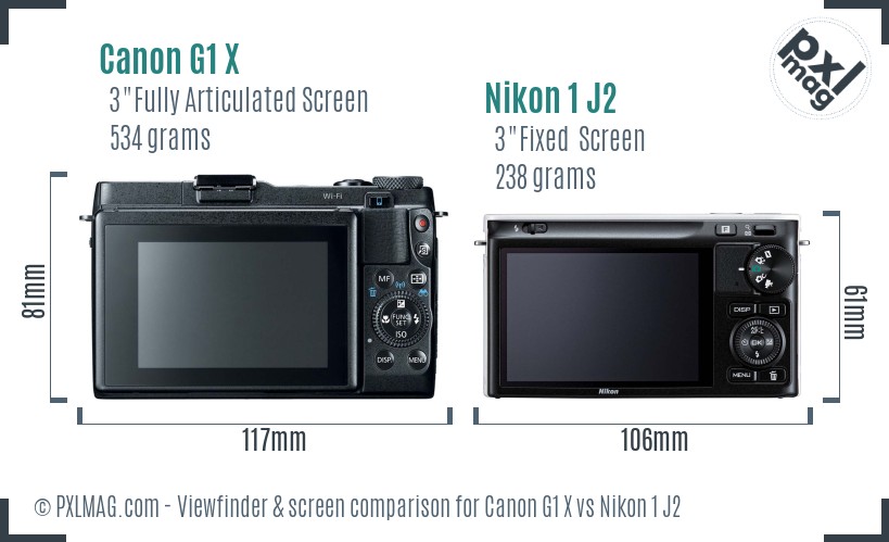 Canon G1 X vs Nikon 1 J2 Screen and Viewfinder comparison