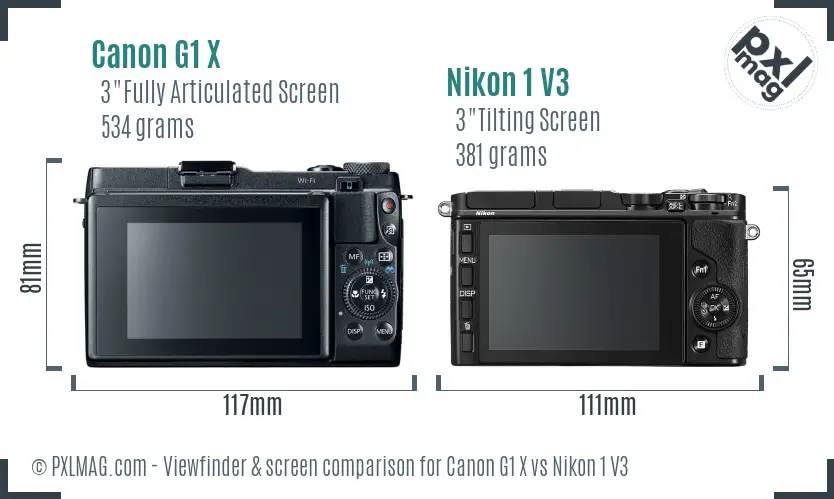 Canon G1 X vs Nikon 1 V3 Screen and Viewfinder comparison Canon G1 X vs Nikon 1 V3 Screen and Viewfinder comparison