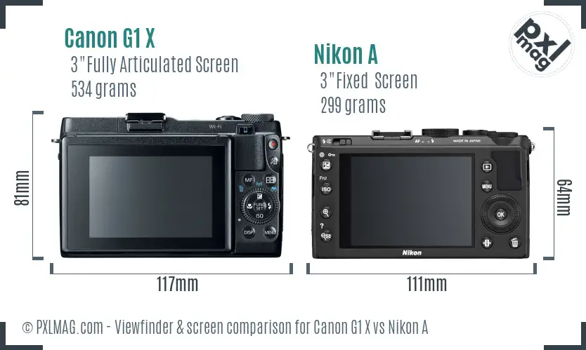 Canon G1 X vs Nikon A Screen and Viewfinder comparison
