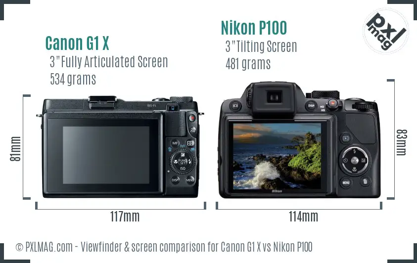 Canon G1 X vs Nikon P100 Screen and Viewfinder comparison Canon G1 X vs Nikon P100 Screen and Viewfinder comparison