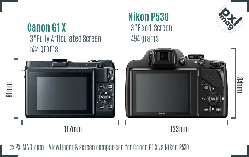 Canon G1 X vs Nikon P530 Screen and Viewfinder comparison
