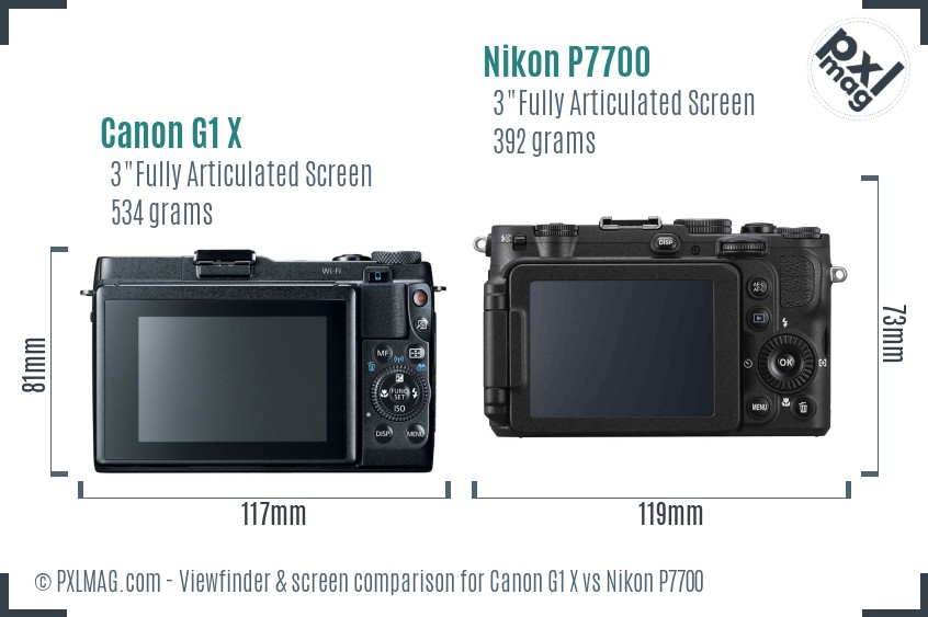 Canon G1 X vs Nikon P7700 Screen and Viewfinder comparison