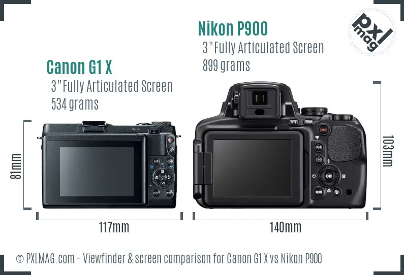 Canon G1 X vs Nikon P900 Screen and Viewfinder comparison Canon G1 X vs Nikon P900 Screen and Viewfinder comparison