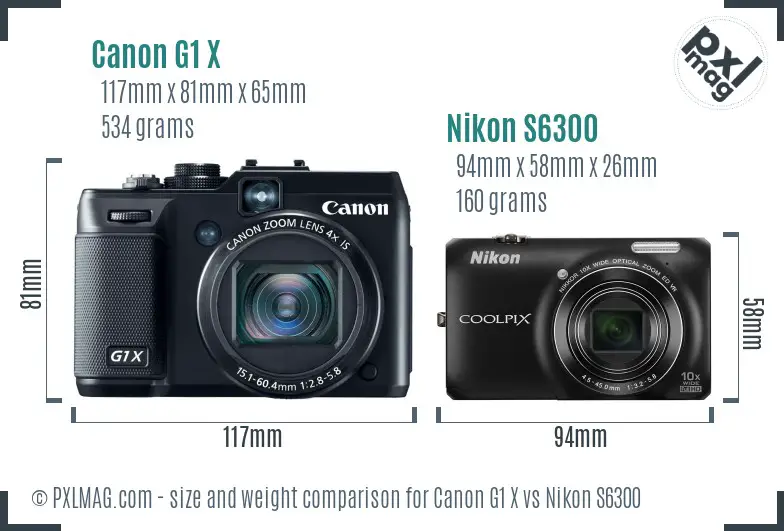Canon G1 X vs Nikon S6300 size comparison Canon G1 X vs Nikon S6300 size comparison