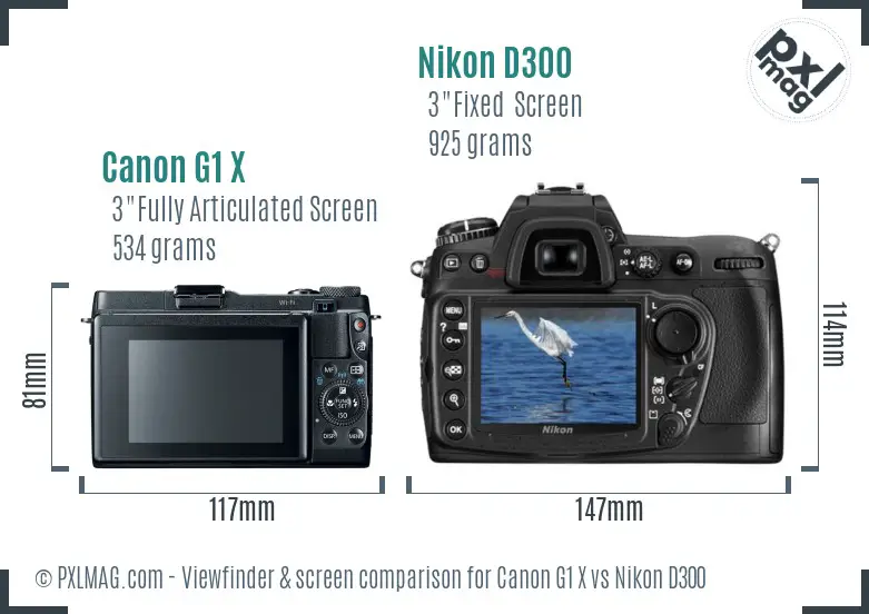 Canon G1 X vs Nikon D300 Screen and Viewfinder comparison Canon G1 X vs Nikon D300 Screen and Viewfinder comparison