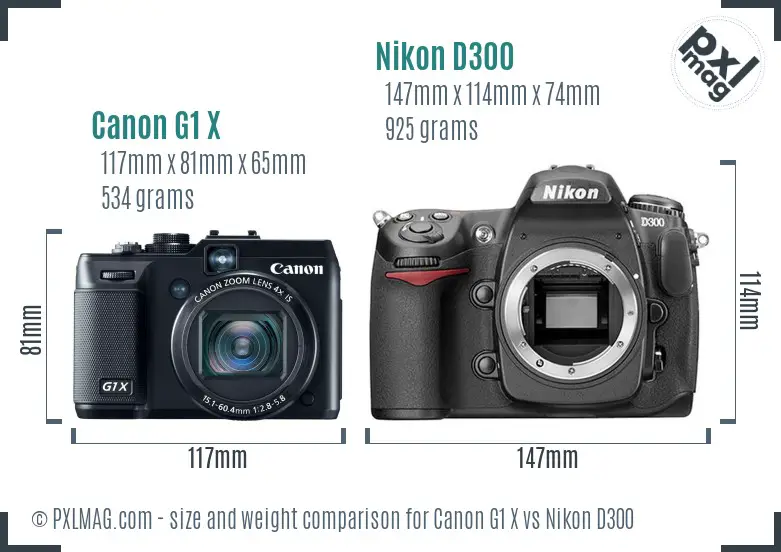 Canon G1 X vs Nikon D300 size comparison Canon G1 X vs Nikon D300 size comparison