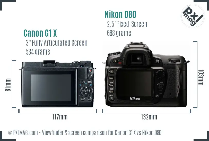 Canon G1 X vs Nikon D80 Screen and Viewfinder comparison