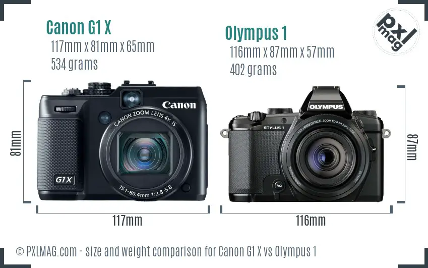 Canon G1 X vs Olympus 1 size comparison