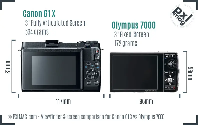 Canon G1 X vs Olympus 7000 Screen and Viewfinder comparison