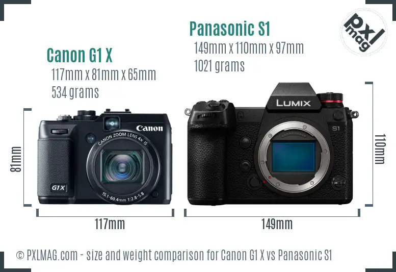 Canon G1 X vs Panasonic S1 size comparison Canon G1 X vs Panasonic S1 size comparison