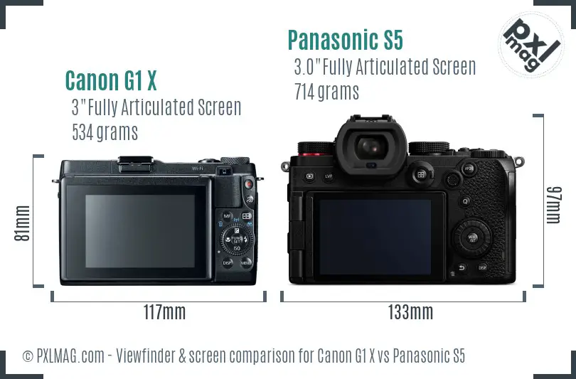 Canon G1 X vs Panasonic S5 Screen and Viewfinder comparison Canon G1 X vs Panasonic S5 Screen and Viewfinder comparison