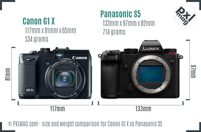 Canon G1 X vs Panasonic S5 size comparison Canon G1 X vs Panasonic S5 size comparison