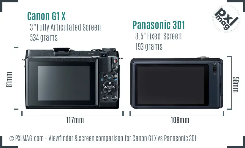 Canon G1 X vs Panasonic 3D1 Screen and Viewfinder comparison