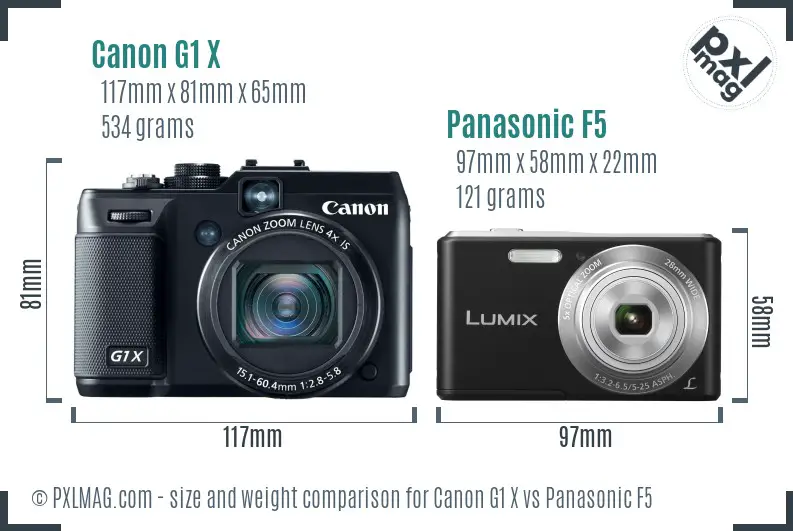 Canon G1 X vs Panasonic F5 size comparison Canon G1 X vs Panasonic F5 size comparison