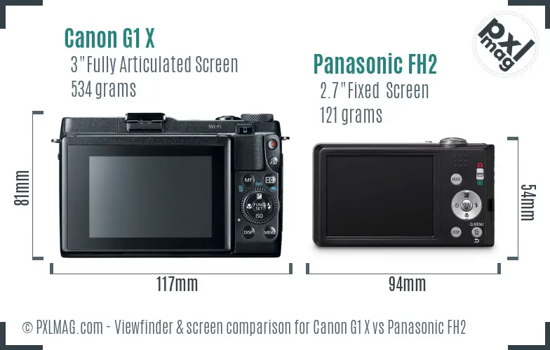 Canon G1 X vs Panasonic FH2 Screen and Viewfinder comparison