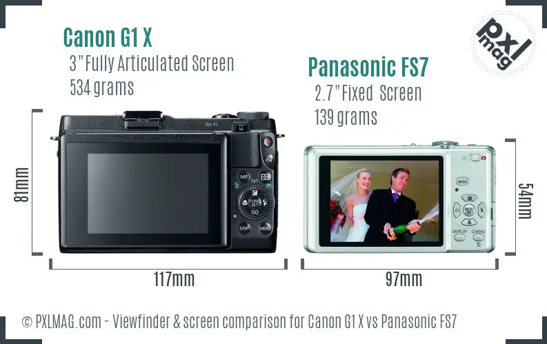 Canon G1 X vs Panasonic FS7 Screen and Viewfinder comparison