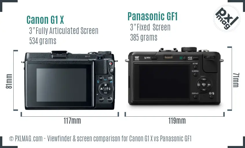 Canon G1 X vs Panasonic GF1 Screen and Viewfinder comparison Canon G1 X vs Panasonic GF1 Screen and Viewfinder comparison