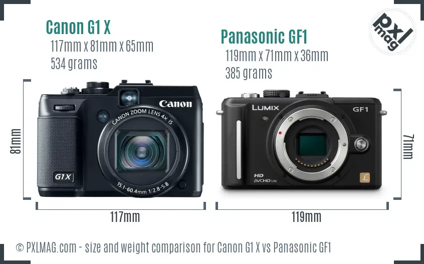 Canon G1 X vs Panasonic GF1 size comparison Canon G1 X vs Panasonic GF1 size comparison
