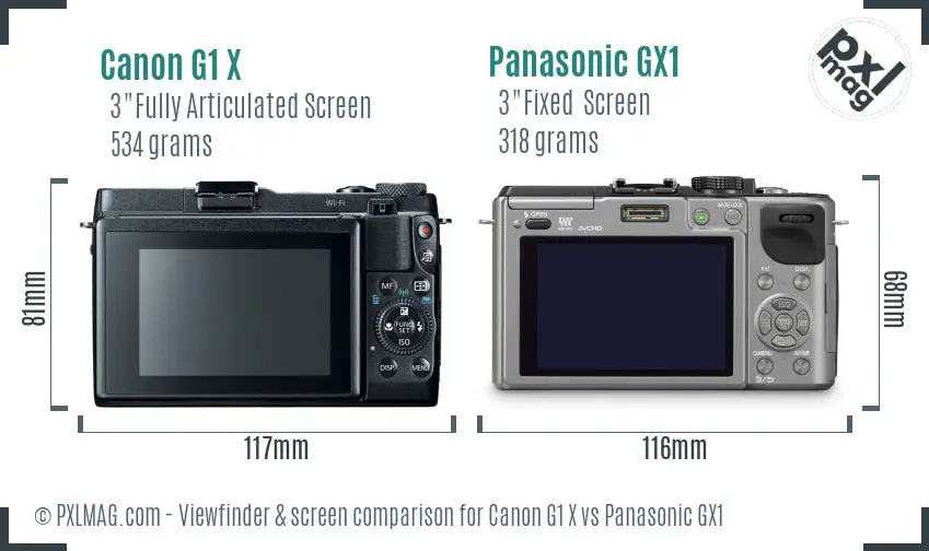 Canon G1 X vs Panasonic GX1 Screen and Viewfinder comparison Canon G1 X vs Panasonic GX1 Screen and Viewfinder comparison