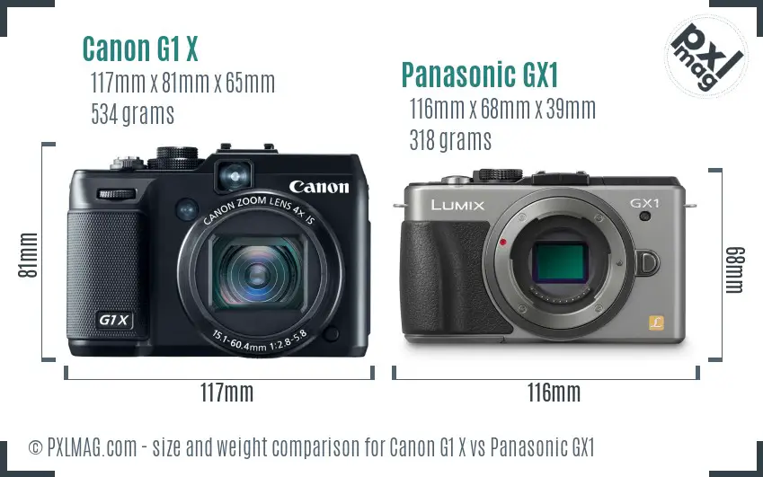 Canon G1 X vs Panasonic GX1 size comparison Canon G1 X vs Panasonic GX1 size comparison