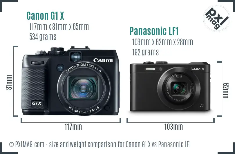 Canon G1 X vs Panasonic LF1 size comparison Canon G1 X vs Panasonic LF1 size comparison