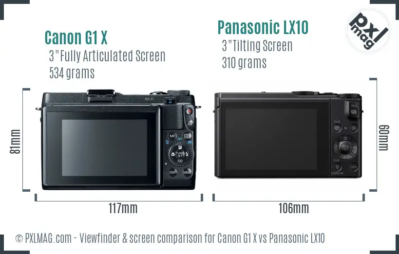 Canon G1 X vs Panasonic LX10 Screen and Viewfinder comparison