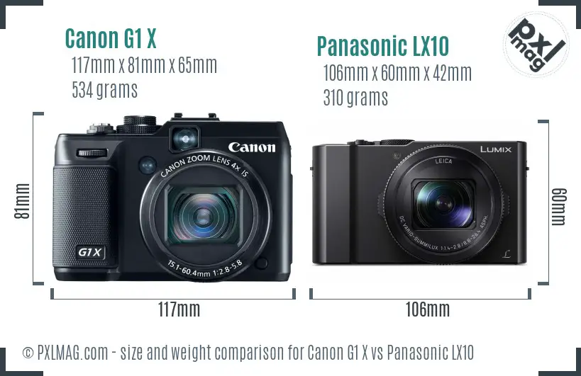 Canon G1 X vs Panasonic LX10 size comparison